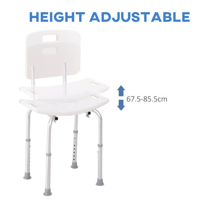 Bath Chair with Back, Adjustable Height Non-slip Shower Stool Bench Tool-Free Assembly Bathroom Aids, White Bath Chairs   at Gallery Canada