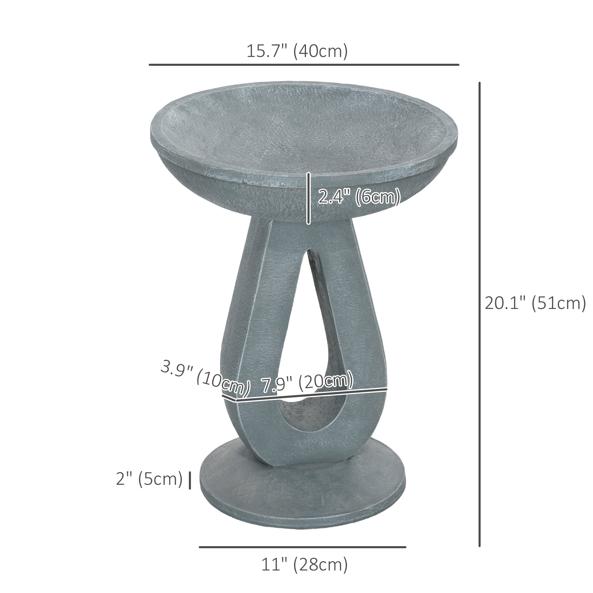 Outdoor Resin Bird Bath, 20.1