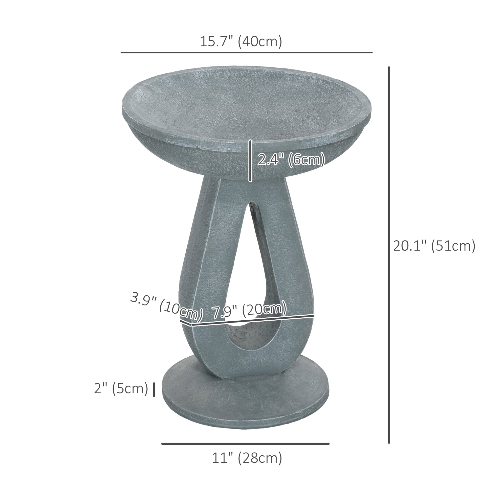 Outdoor Resin Bird Bath, 20.1" Tall Birdbath with Stone Look, Standing Bird Feeder for Garden, Yard, Patio Garden Decor   at Gallery Canada