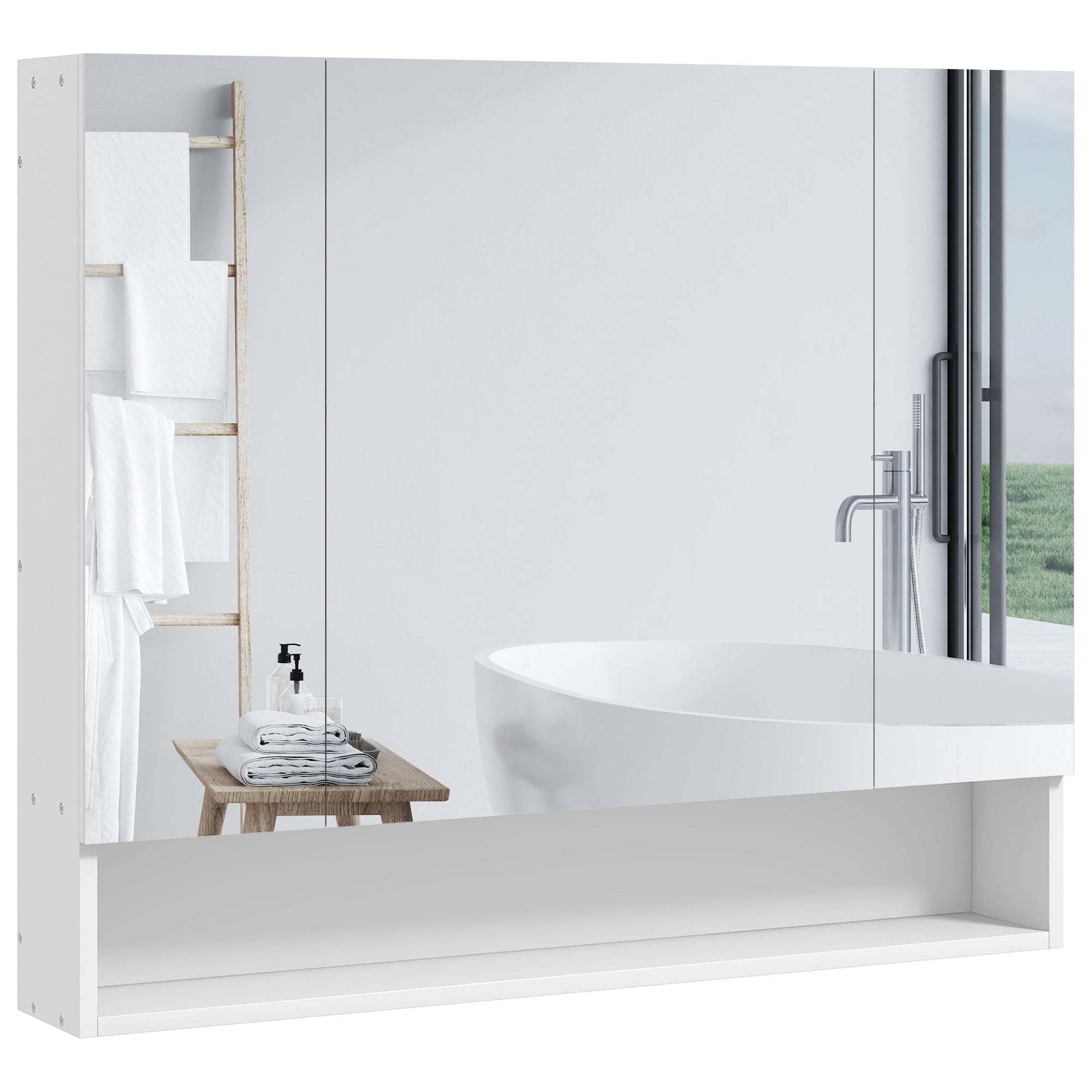 Wall Mounted Bathroom Medicine Cabinet with Mirror and Adjustable Shelves, White Mirror Medicine Cabinets   at Gallery Canada