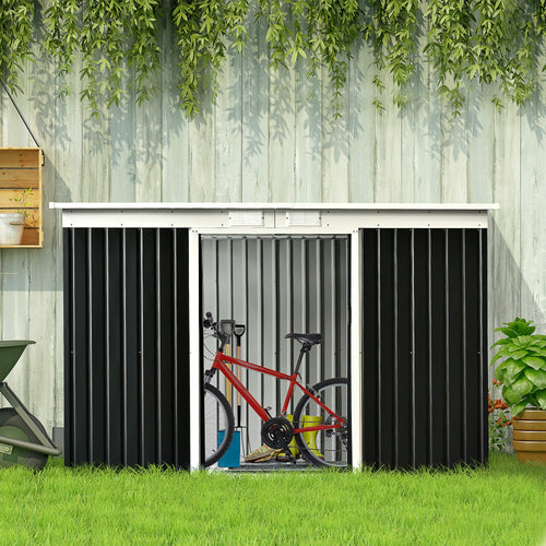 9' x 4' Garden Metal Storage Shed Outdoor Equipment Tool Box with Foundation Ventilation &; Doors, Dark Gray