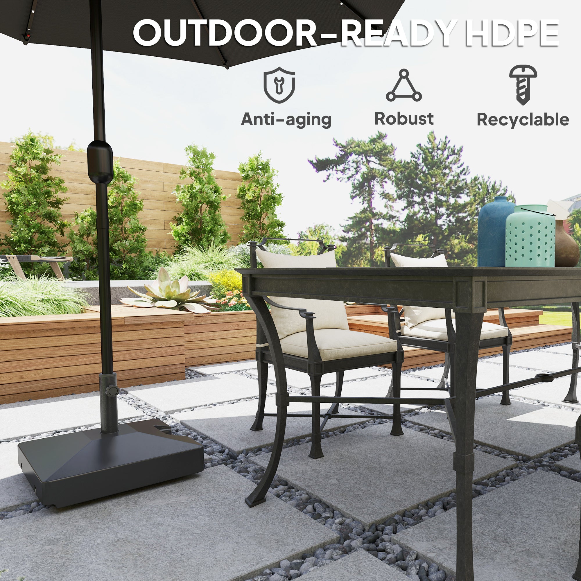 Patio Umbrella Base with Wheels Handle, Heavy Duty Outdoor Umbrella Stand Base, Filled Up to 73lbs with Stand or 57lbs with Water for Garden, Poolside, Black Umbrella Bases at Gallery Canada