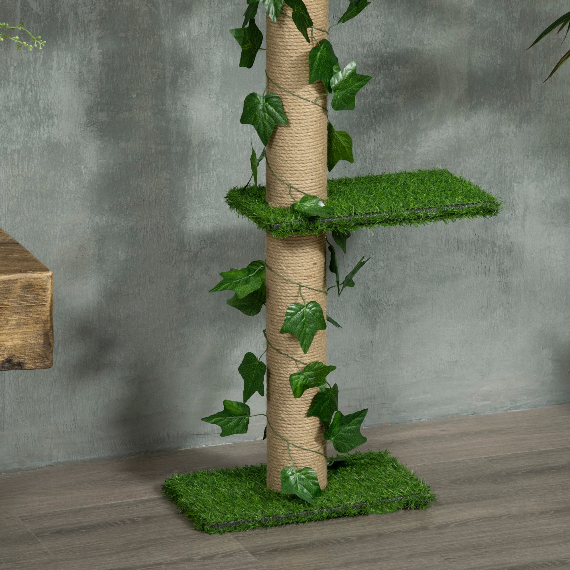 Adjustable 4-Tier Floor to Ceiling Cat Tree with Scratching Post, Green/Yellow Floor to Ceiling Cat Trees   at Gallery Canada