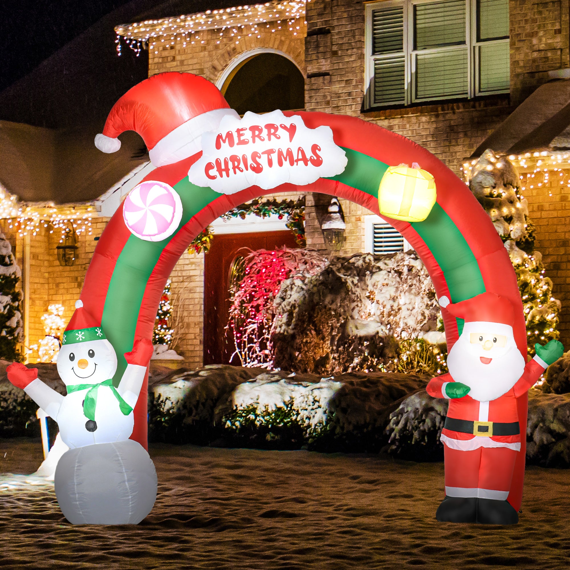 9ft Christmas Inflatable Archway with Santa Claus and Snowman for Outdoor, Blow Up Decoration with LED Lights Christmas Inflatables at Gallery Canada