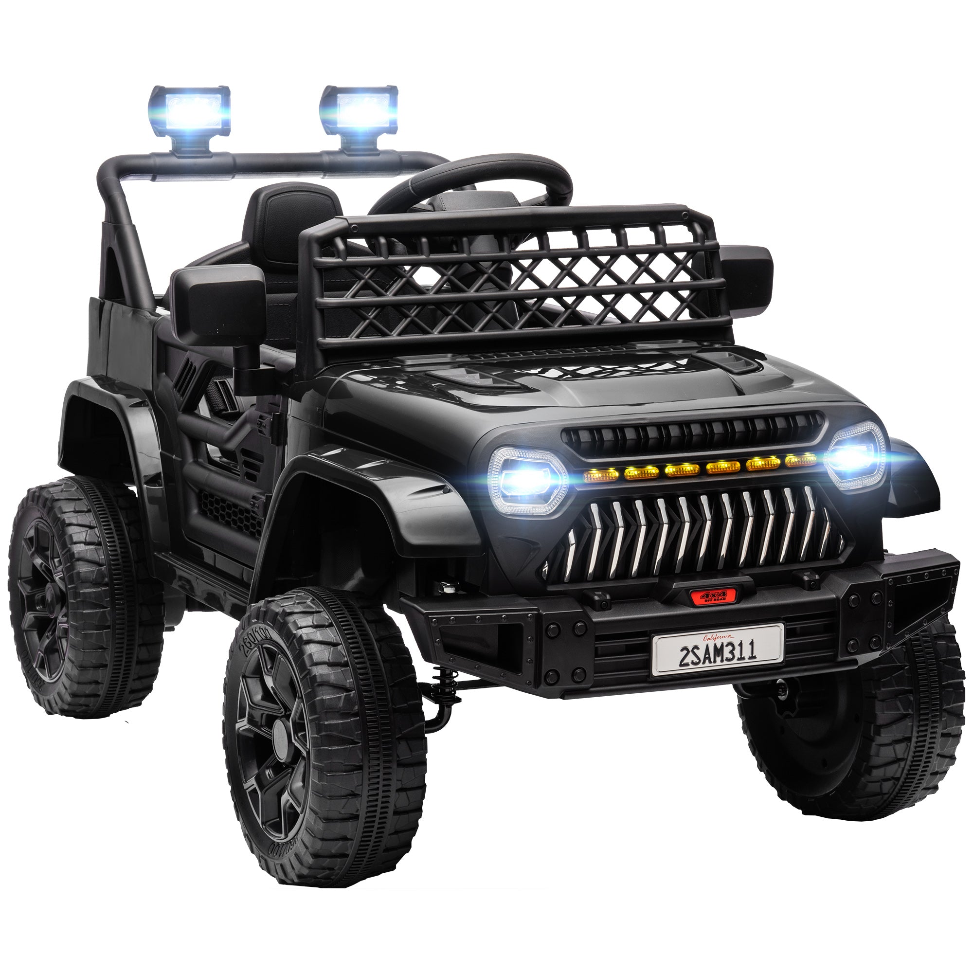 12V Ride on Truck, Electric Car for Kids with Remote Control, Suspension, 3 Speeds, USB Music Headlights, Black Electric Toy Cars   at Gallery Canada