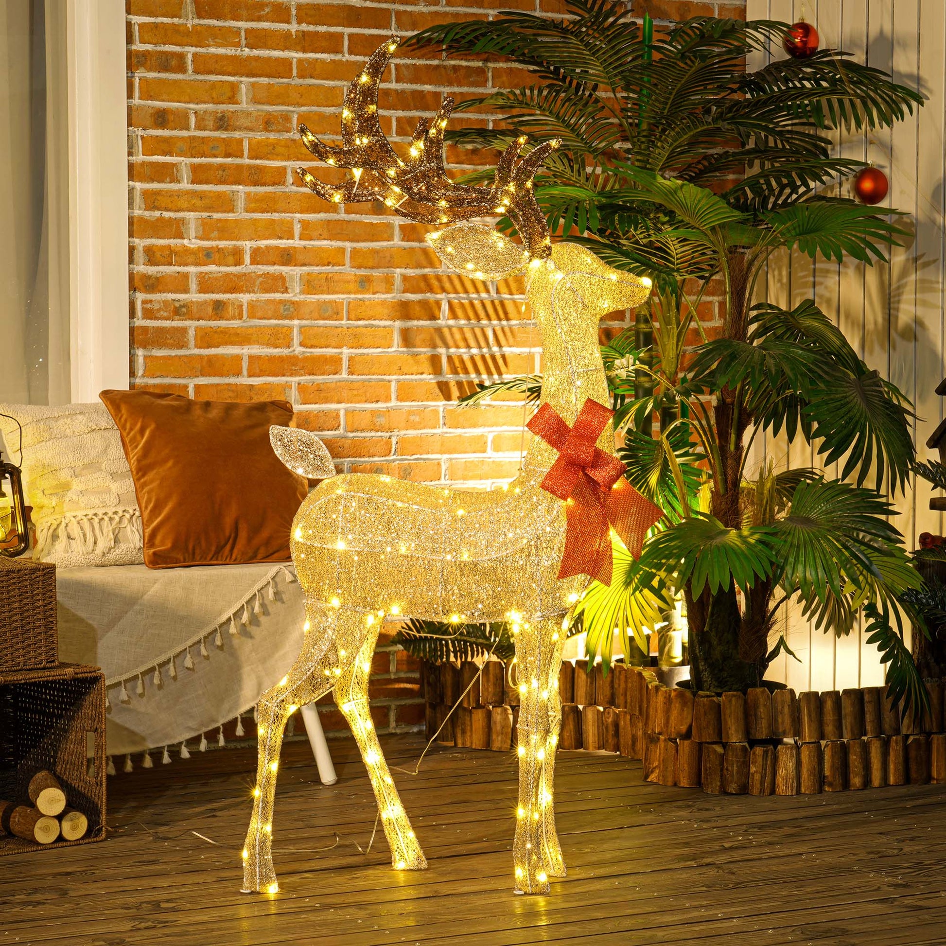 Light Up Reindeer Yard Decoration, Lighted Deer Christmas Decoration with LED Lights for Indoor, Outdoor, Lawn, Gold Christmas Deer Lights   at Gallery Canada