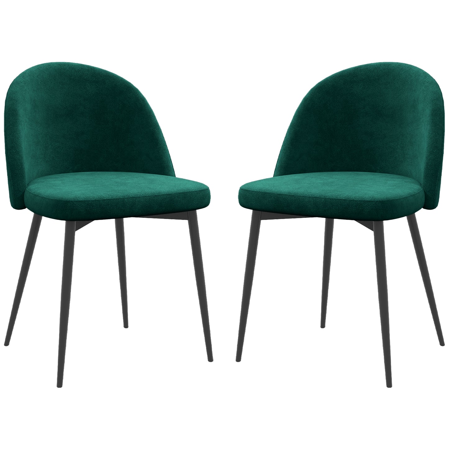 Set of 2 Mid-Back Dining Chair, Mid-Back Velvet-touch Upholstery Kitchen Chair for Living Room Dining Room, Green Dining Chairs   at Gallery Canada