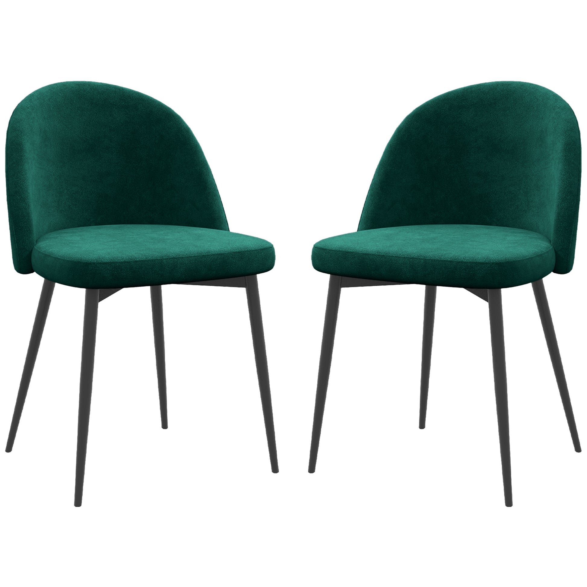 Set of 2 Mid-Back Dining Chair, Mid-Back Velvet-touch Upholstery Kitchen Chair for Living Room Dining Room, Green Dining Chairs   at Gallery Canada