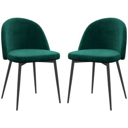 Set of 2 Mid-Back Dining Chair, Mid-Back Velvet-touch Upholstery Kitchen Chair for Living Room Dining Room, Green Dining Chairs   at Gallery Canada