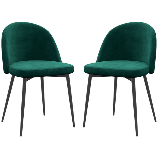 Set of 2 Mid-Back Dining Chair, Mid-Back Velvet-touch Upholstery Kitchen Chair for Living Room Dining Room, Green Dining Chairs   at Gallery Canada