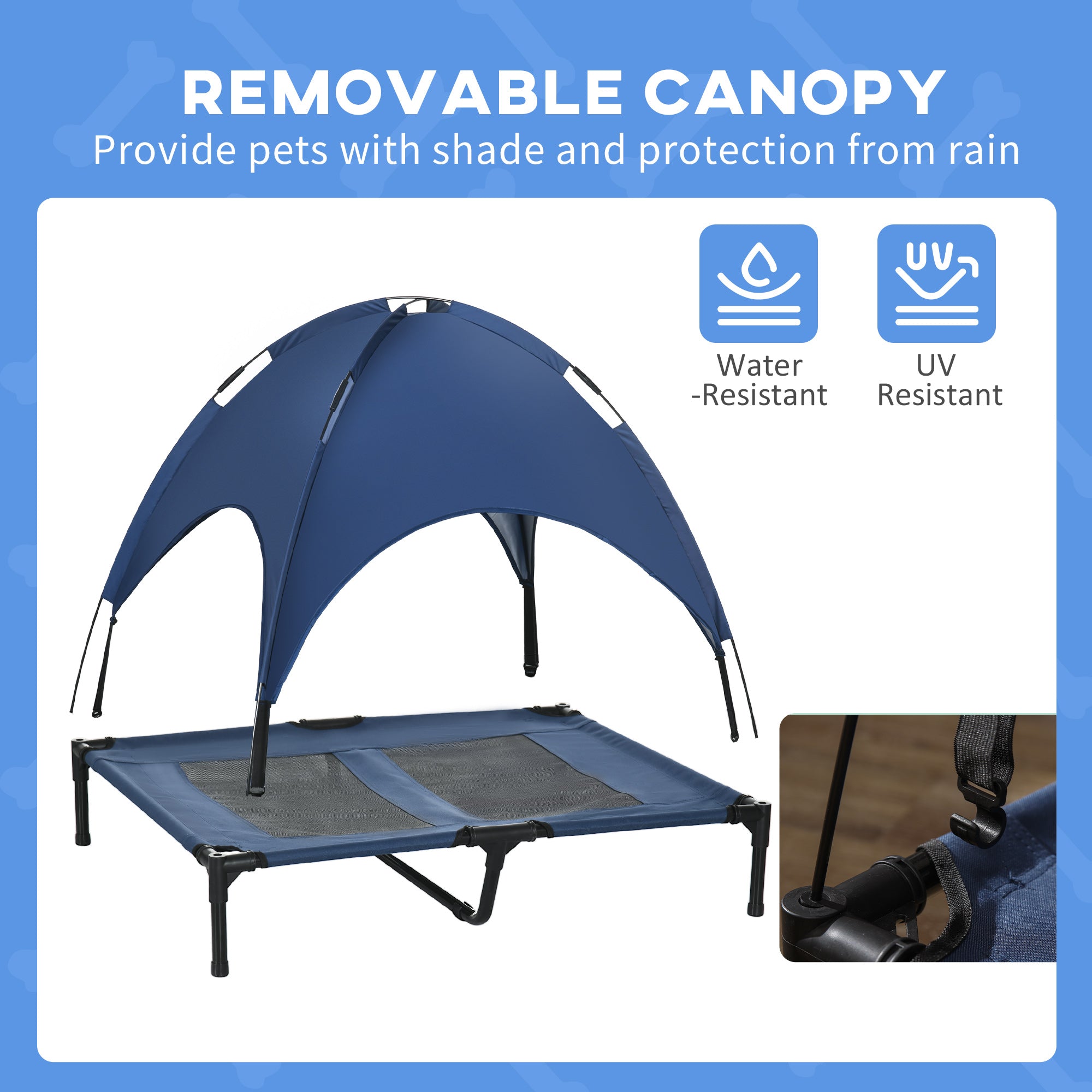 Elevated Dog Bed with Canopy, Portable Raised Dog Cot for L Sized Dogs, Indoor &; Outdoor, 36