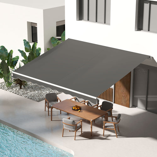 13' x 10' Electric Retractable Awning Sun Shade Shelter w/ Remote Controller for Deck Balcony Yard, Light Grey