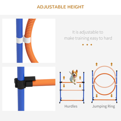 Dog Agility Training Equipment w/ Weave Poles, Adjustable Hurdle, Jump Ring, Pause Box, Whistle, Balls, Carry Bag Dog Agility Training Equipment   at Gallery Canada