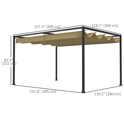 13' x 10' Patio Pergola with Retractable Canopy, Outdoor Sun Shelter, Yard Shade, Khaki Pergolas at Gallery Canada