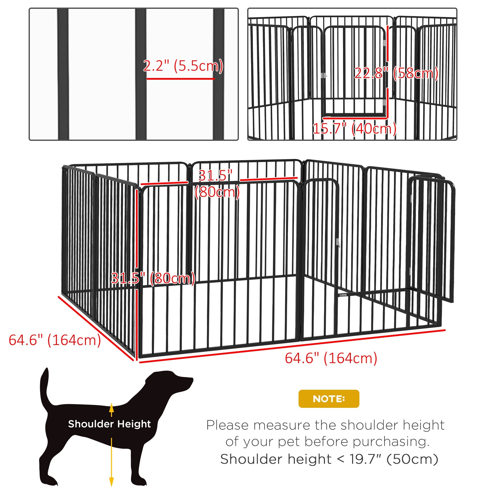 Dog Fence Outdoor 8 Panels 31.5