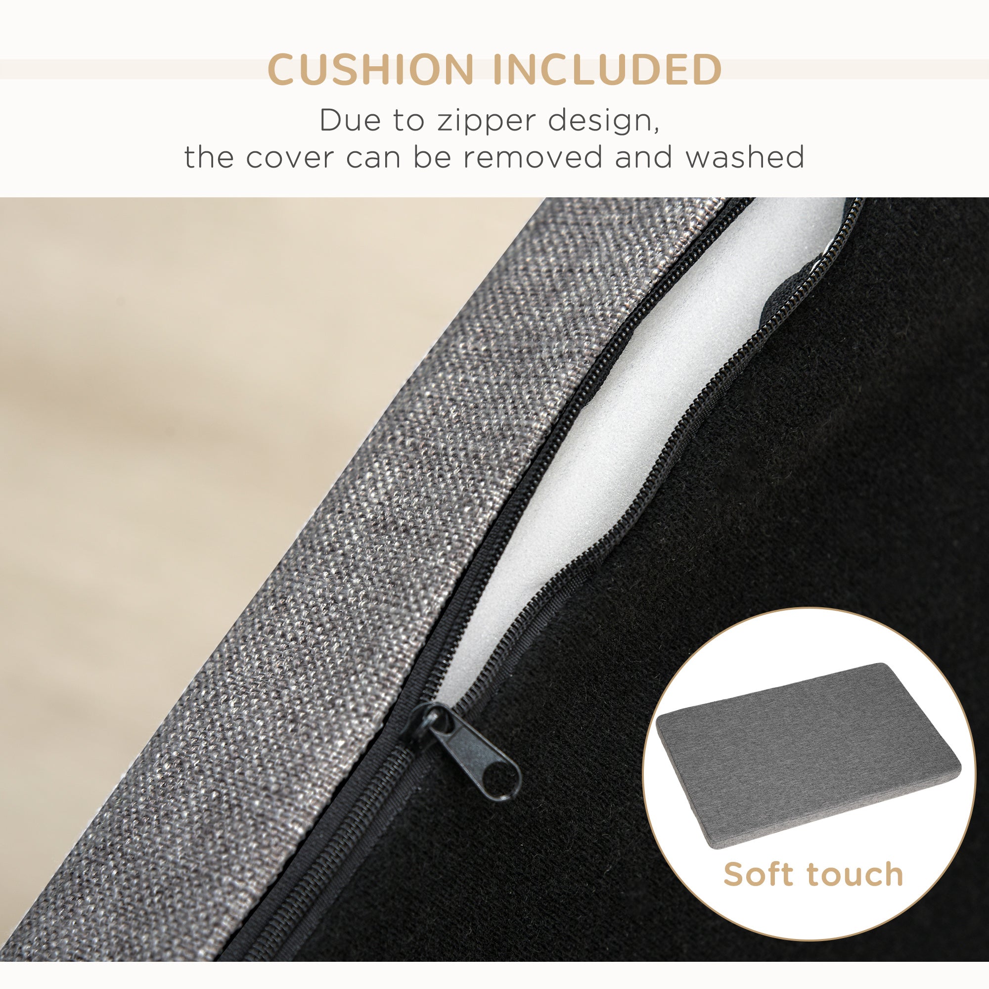 Modern Pet Sofa Cat or Medium Large Dog Bed W/ Removable Seat Cushion, Dark Grey Dog Sofas at Gallery Canada