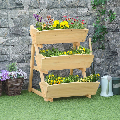 3 Tier Raised Garden Bed, Vertical Wooden Elevated Planter Box Kit, Plant Stand for Flowers, Vegetables, Herbs