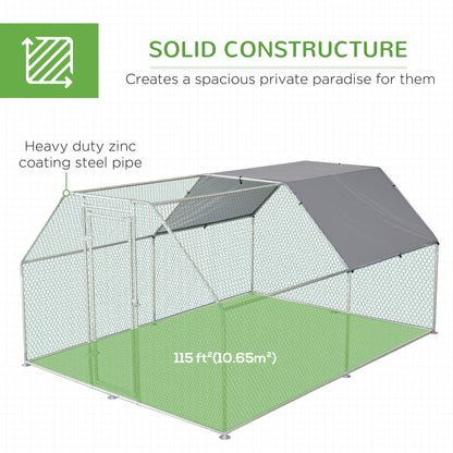 9.2' x 12.5' Metal Chicken Coop, Galvanized Walk-in Hen House, Poultry Cage Outdoor Backyard with Waterproof UV-Protection Cover for Rabbits, Ducks Chicken Coops   at Gallery Canada