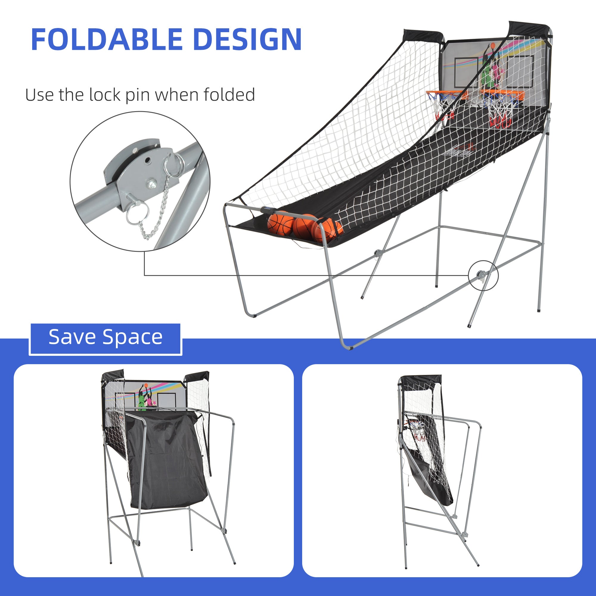 Double Shots Arcade Basketball System Foldable Two Player Basketball Basketball   at Gallery Canada