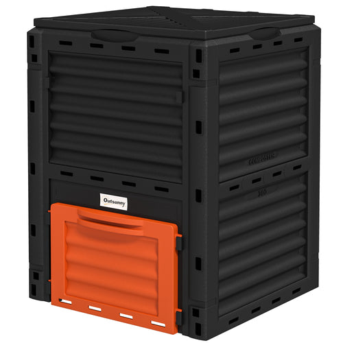 Outdoor Compost Bin Garden Container, Fast Creation of Fertile Soil Aerating Compost Box, 80 Gallon, Orange
