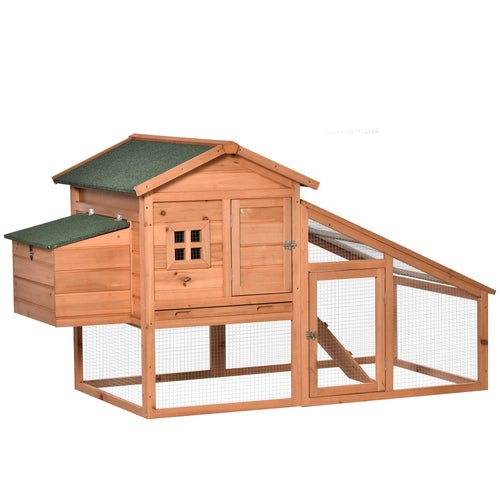 Wooden Chicken Coop Hen House with Nesting Box, Tray, Lockable Door, Yellow