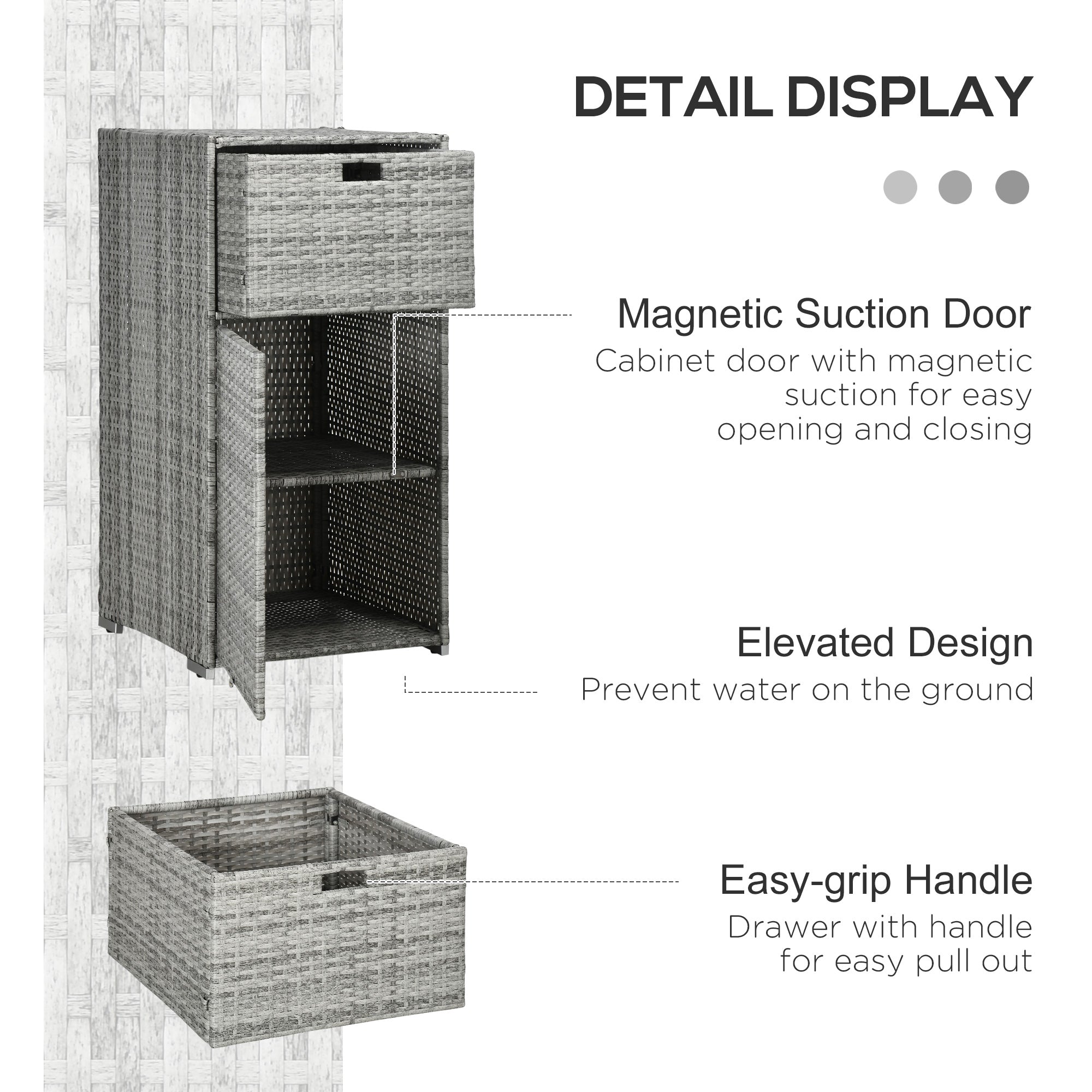 Patio Storage Cabinet, Outdoor Towel Rack for Pool, Waterproof PE Rattan Wicker, Hot Tub Accessory, with Basket Drawer, Mixed Grey Patio Storage Boxes at Gallery Canada