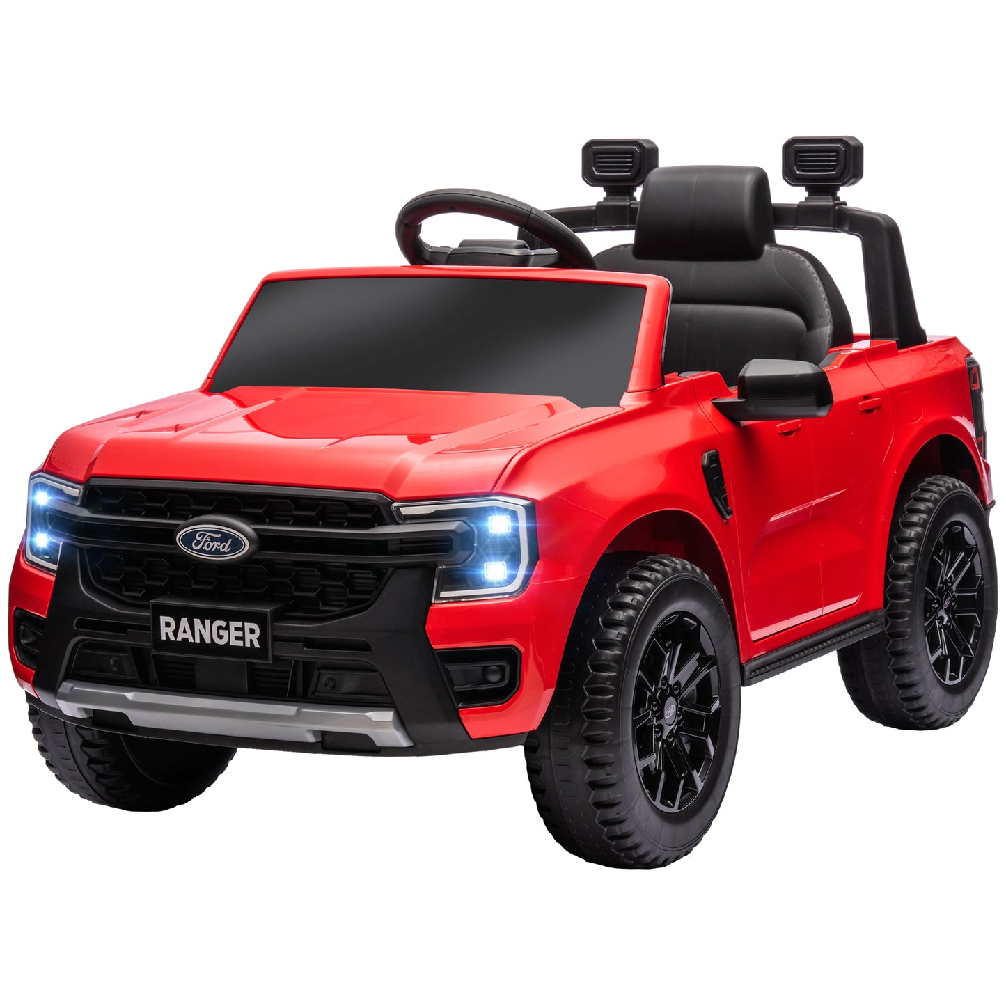 Ford Ranger Licensed 12V Ride on Car Battery Powered Kids Truck w/ Rear Storage Remote, Spring Suspension, Red Electric Toy Cars   at Gallery Canada