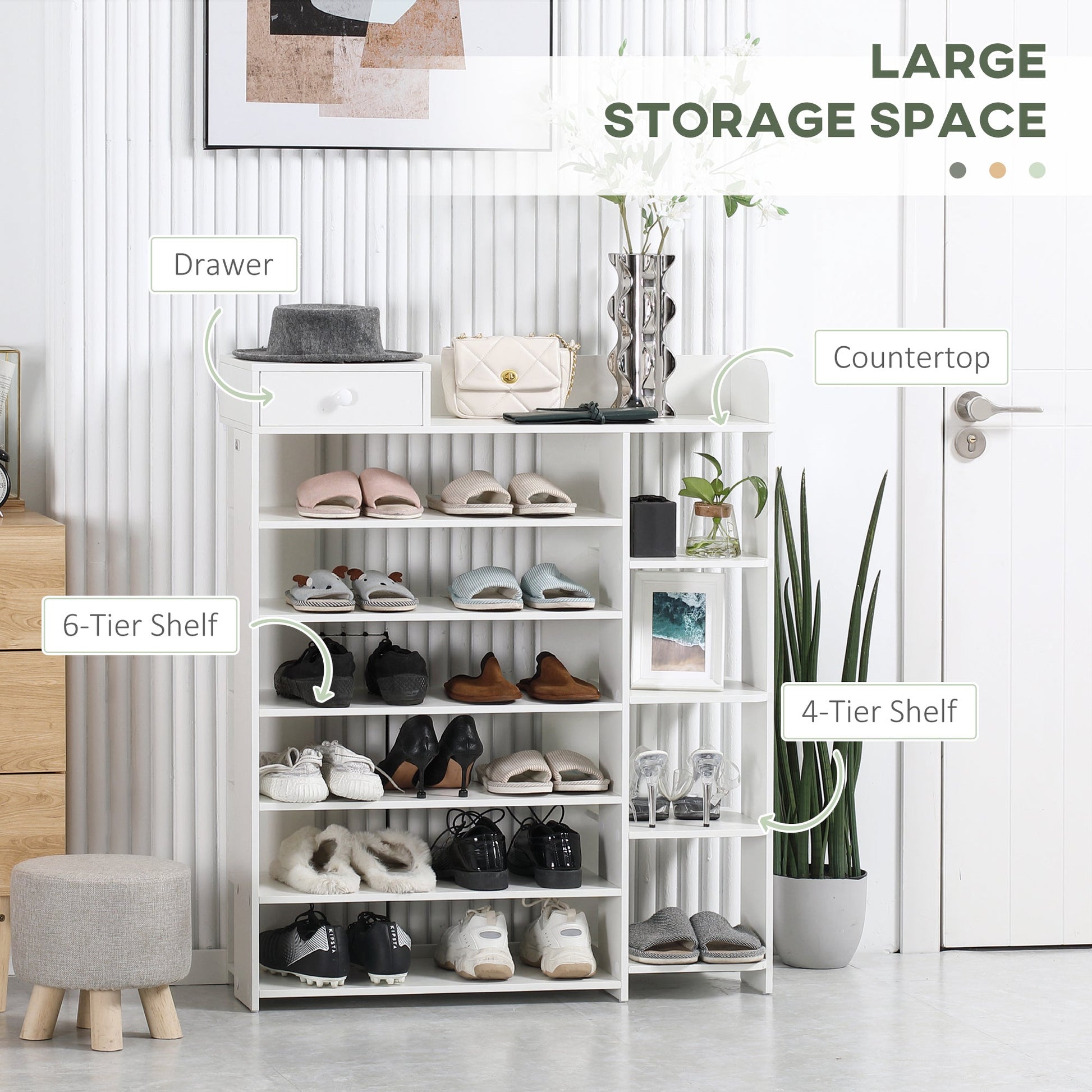 Shoe Rack Storage Shoe Organizer with Drawer, Boot Rack, for Entryway Closet Hallway, 35.4"x11"x41.7", White Shoe Storage Cabinets & Racks   at Gallery Canada