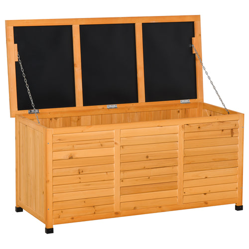 75 Gallon Wooden Storage Box patio Deck Box Bench, Garden Backyard Outdoor Storage Container with Aerating Gap &; Weather-Fighting Finish, Yellow