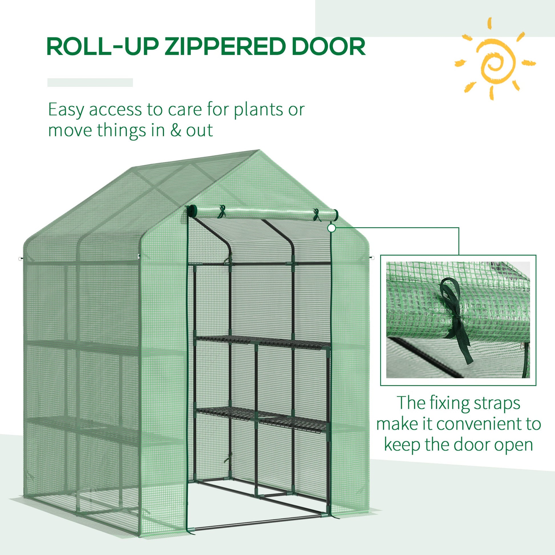 56" x 54" x 74" Walk-in Greenhouse Portable Garden Plant Flower Seed Warm House 8 Shelves Outdoor Plant Growth Hot House PE Cover Green Walk In Greenhouses   at Gallery Canada