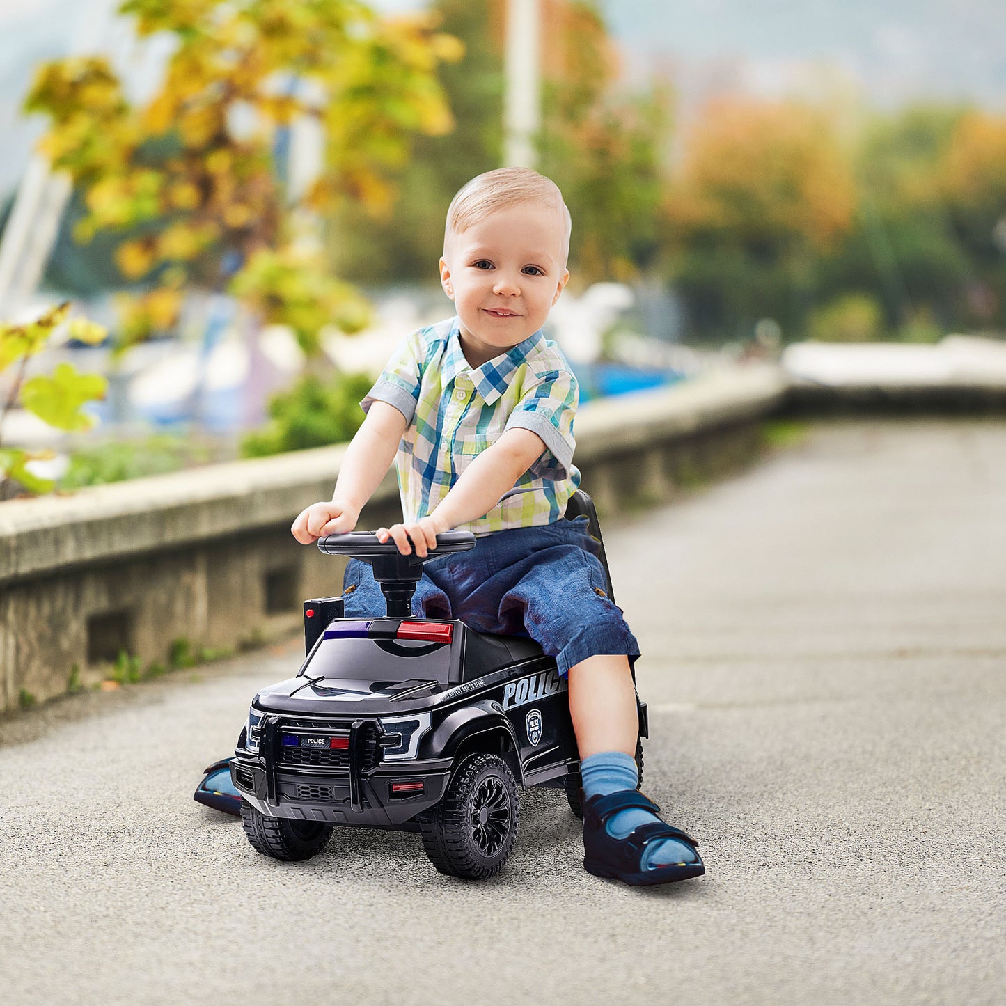 Kids Ride On Sliding Car with Hidden Under Seat Storage, Foot-to-Floor Design, Black Push Cars for Toddlers Black  at Gallery Canada