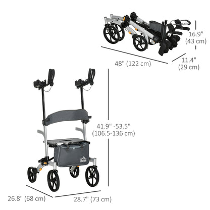 Aluminum Upright Walker with 10'' Wheels, Seat and Backrest, Folding Collator Walker with Storage Bag, Silver Knee Walker & Wheelchair Ramps   at Gallery Canada