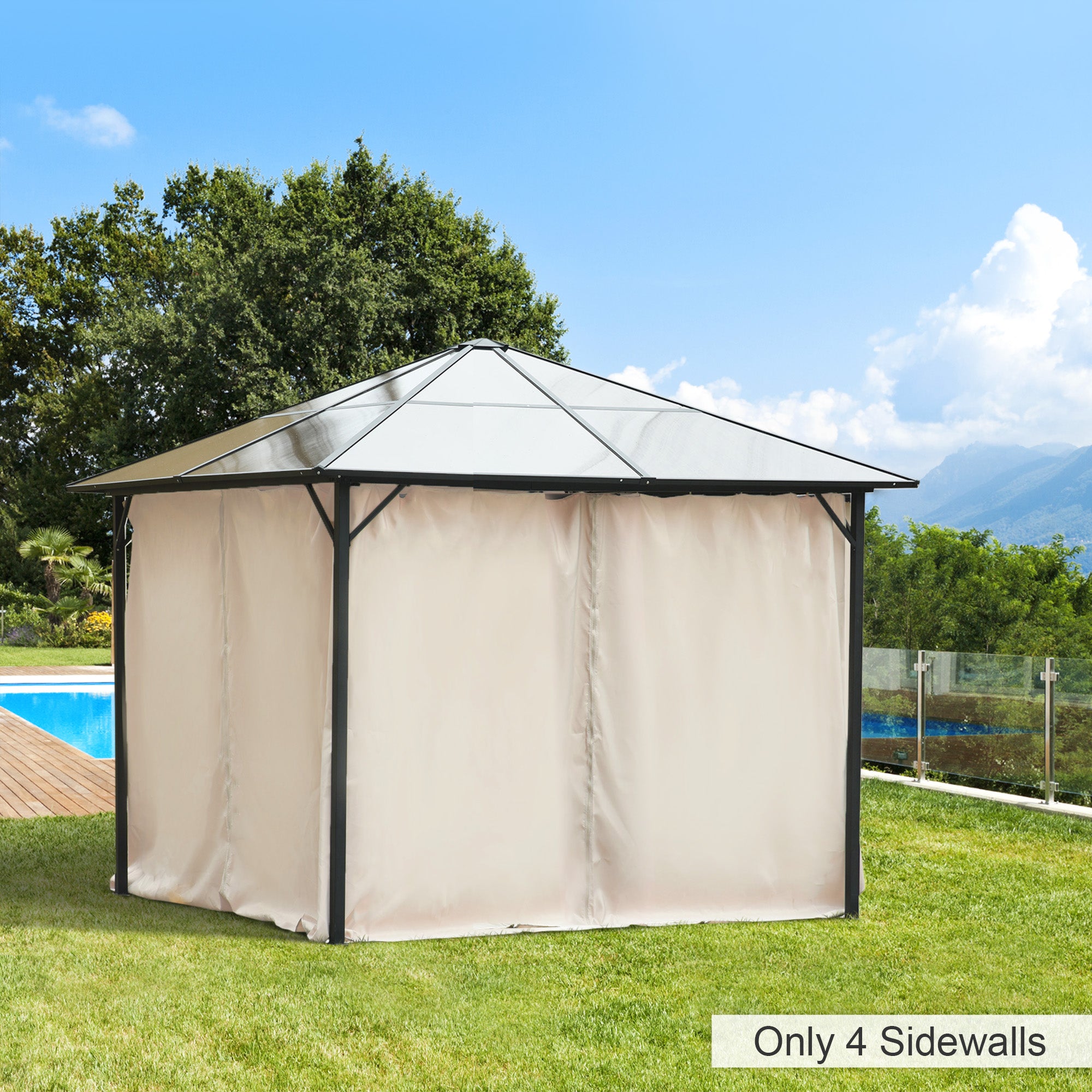 10' x 10' Universal Gazebo Sidewall Set with 4 Panels, Hooks/C-Rings Included for Pergolas &; Cabanas, Beige Gazebo Sidewalls at Gallery Canada