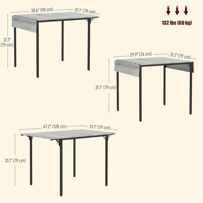 Drop Leaf Folding Dining Table for Small Space, Extendable Kitchen Table for 2 to 4 People, Grey Dining Tables   at Gallery Canada