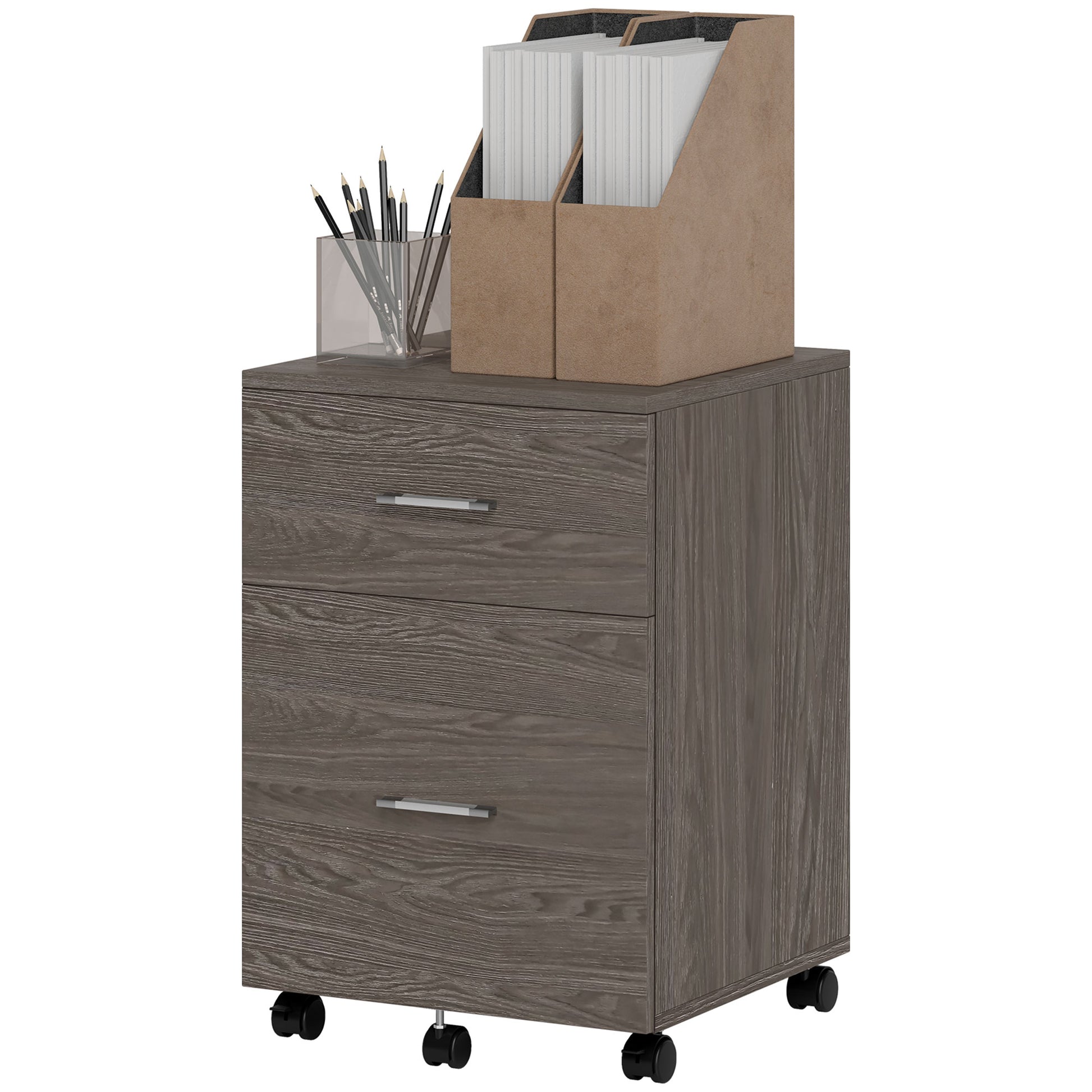 Mobile Filing Cabinet, Vertical File Cabinet with 2 Drawers, Wheels, for Letter or A4 File, Grey Office Cabinets & Cupboards at Gallery Canada