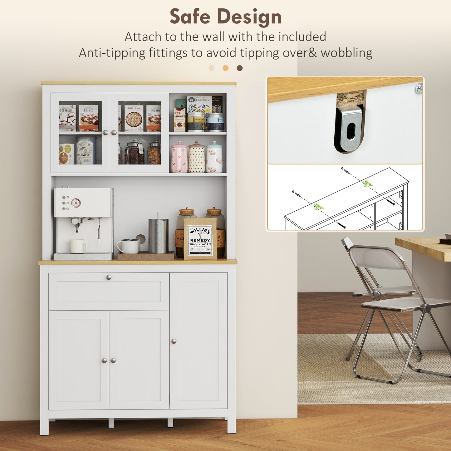 5-Door Kitchen Pantry Cabinet, Freestanding Storage Cabinet Cupboard with Adjustable Shelves, 71" Kitchen Pantry Cabinets   at Gallery Canada