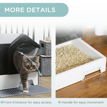 Hooded Cat Litter Box with Lid, Pull-Out Drawer, Handle, Scoop, Deodorizer Packs for Odor Control &; Easy-Clean, Grey Cat Litter Box Enclosures at Gallery Canada