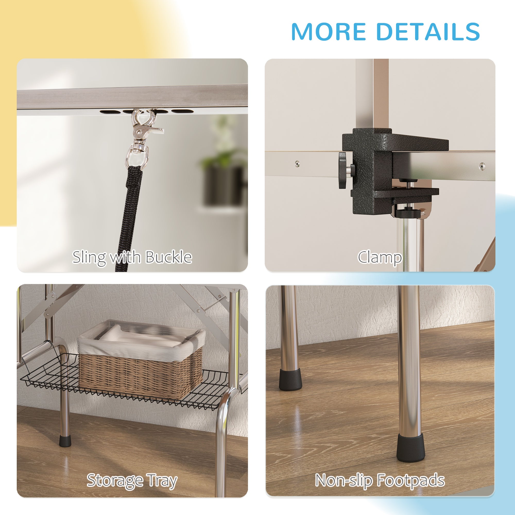 Adjustable Dog Grooming Table with 2 Safety Slings, Storage Basket, Black Dog Grooming Tables at Gallery Canada