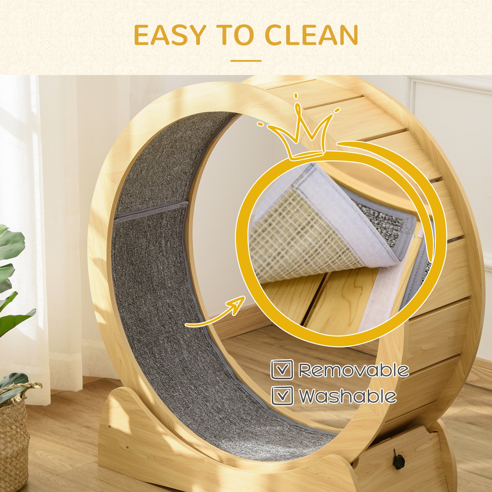 Cat Running Wheel, Cat Exercise Treadmill with Brake, Carpeted Runaway, Pet Fitness Weight Loss Device, Natural Cat Climbing Wall at Gallery Canada