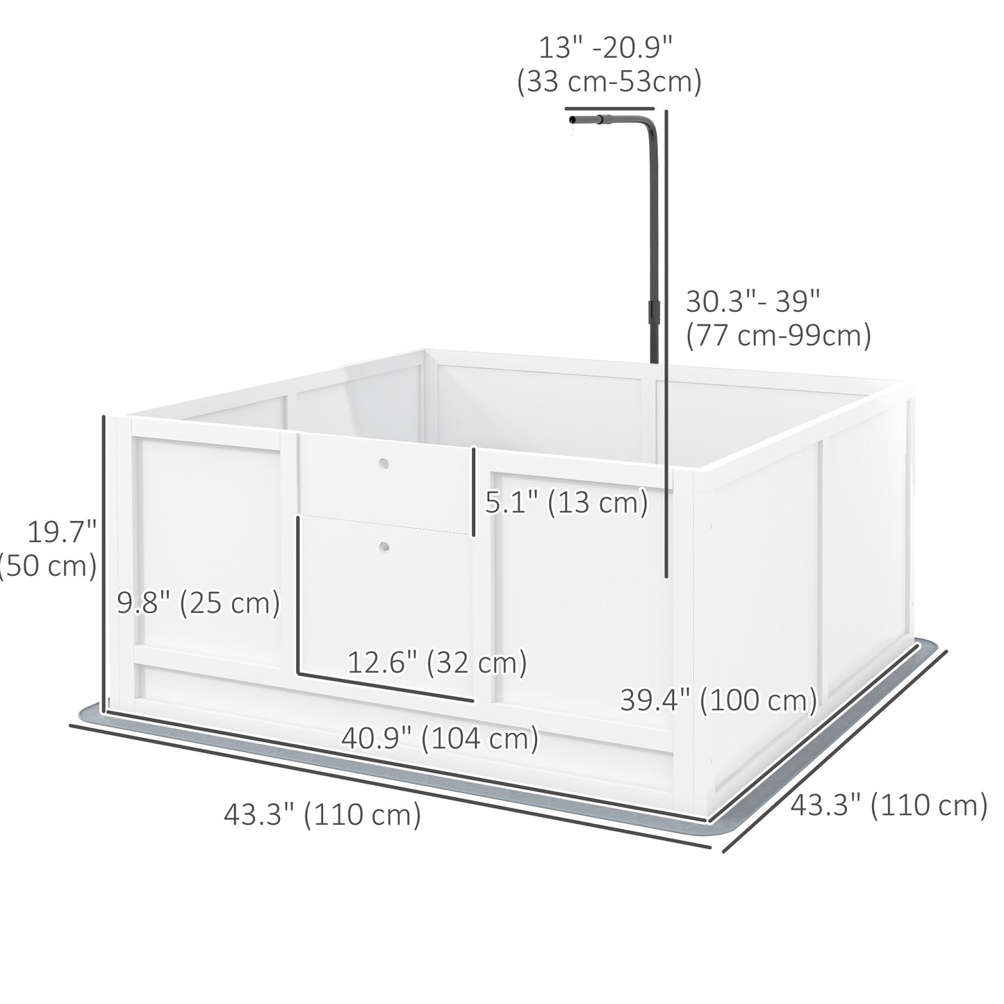 Whelping Box for Dogs with Retractable Light Stand, Waterproof Pad, Rail, Adjustable Height Door, 41" x 39" Houses, Kennels & Pens White  at Gallery Canada