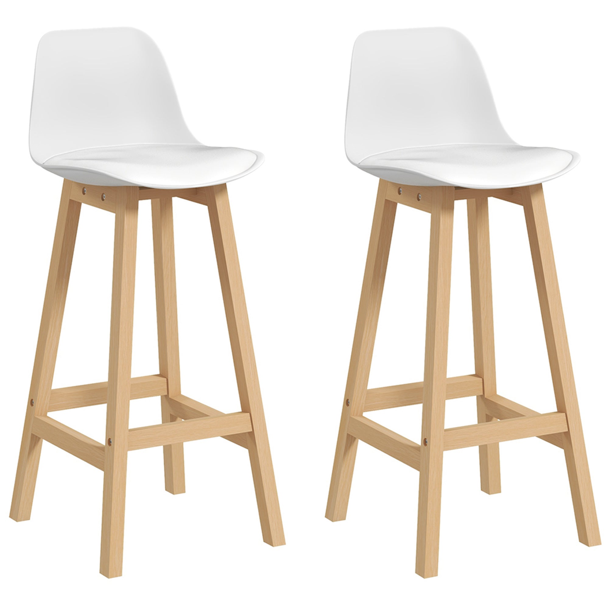 Bar Height Stools Set of 2, PU Leather Upholstered Stools for Kitchen Island, Modern Bar Chairs with Backs, White Bar Stools   at Gallery Canada