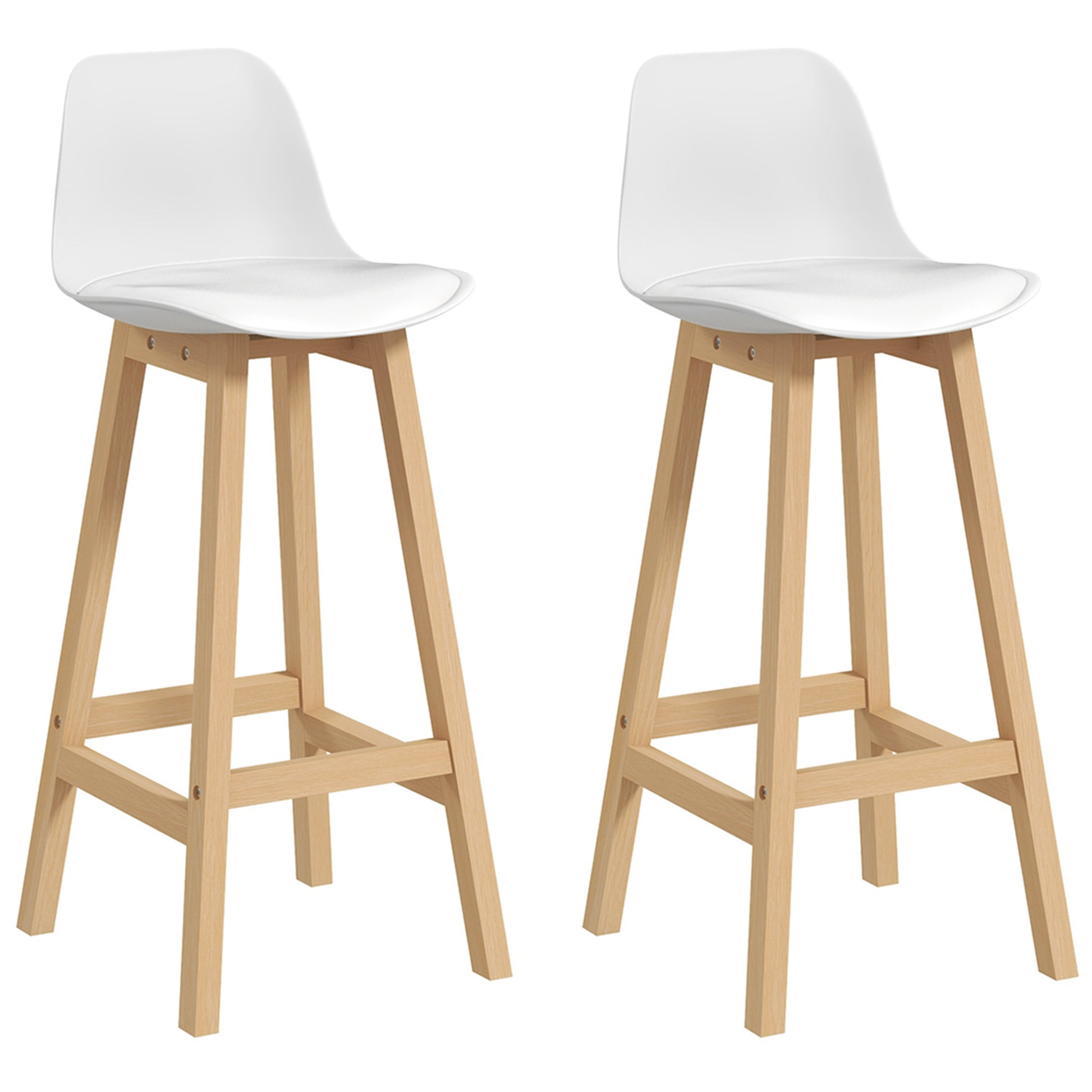 Bar Height Stools Set of 2, PU Leather Upholstered Stools for Kitchen Island, Modern Bar Chairs with Backs, White Bar Stools   at Gallery Canada