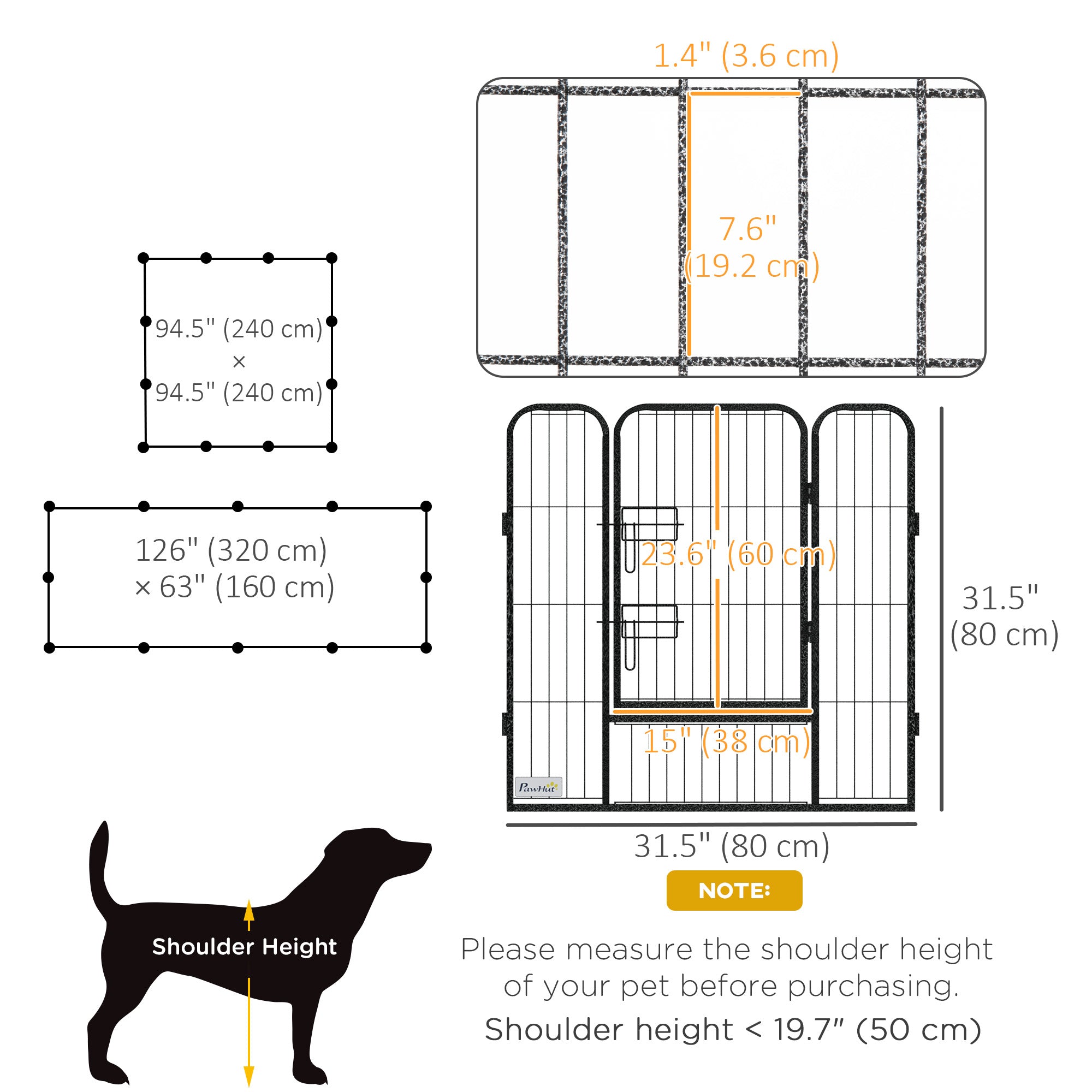 Dog Pen with Gate, 12 Panels Puppy Playpen, Dog Fence, 31.5