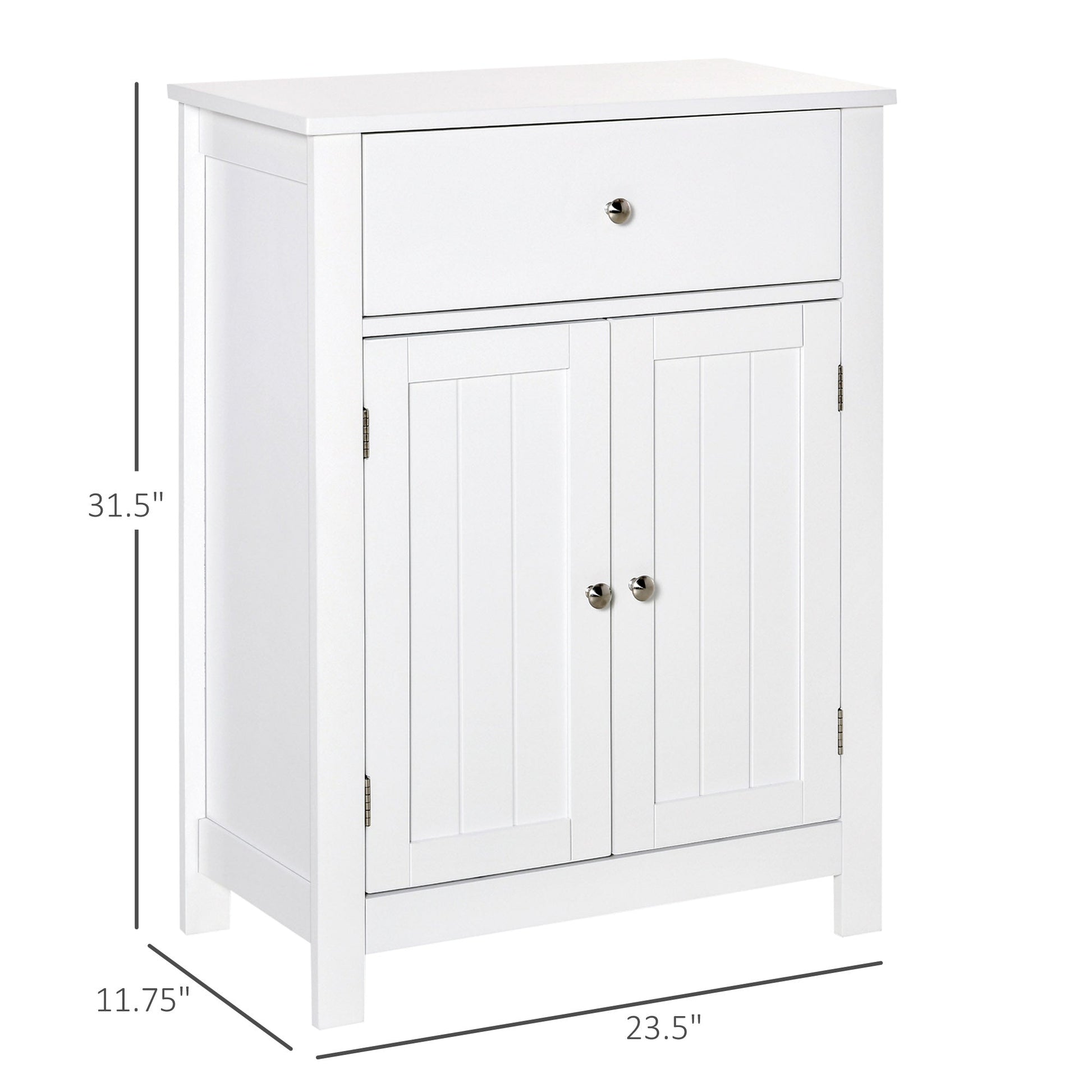 Bathroom Floor Storage Cabinet Freestanding Wooden Storage Organizer with Drawer Doors Adjustable Shelves for Living Room Kitchen Hallway White Bathroom Cabinets   at Gallery Canada