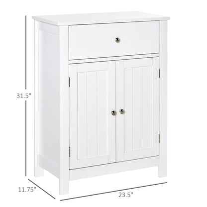 Bathroom Floor Storage Cabinet Freestanding Wooden Storage Organizer with Drawer Doors Adjustable Shelves for Living Room Kitchen Hallway White Bathroom Cabinets   at Gallery Canada