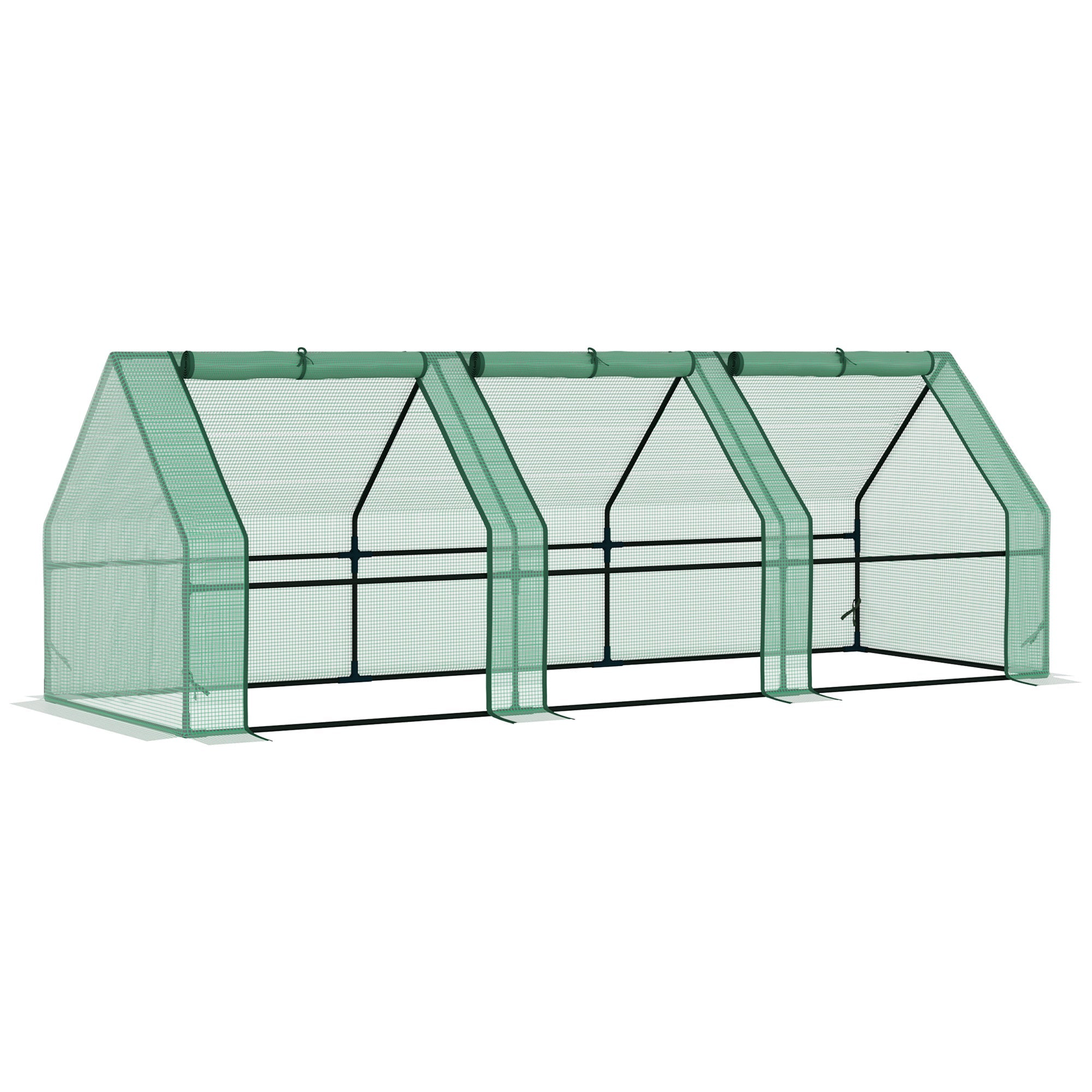 9' x 3' x 3' Portable Mini Greenhouse Tunnel Growing Tent Plants Flower Warm House w/ Zippered Roll-up Doors, PE Cover, Green Portable Greenhouses Green  at Gallery Canada