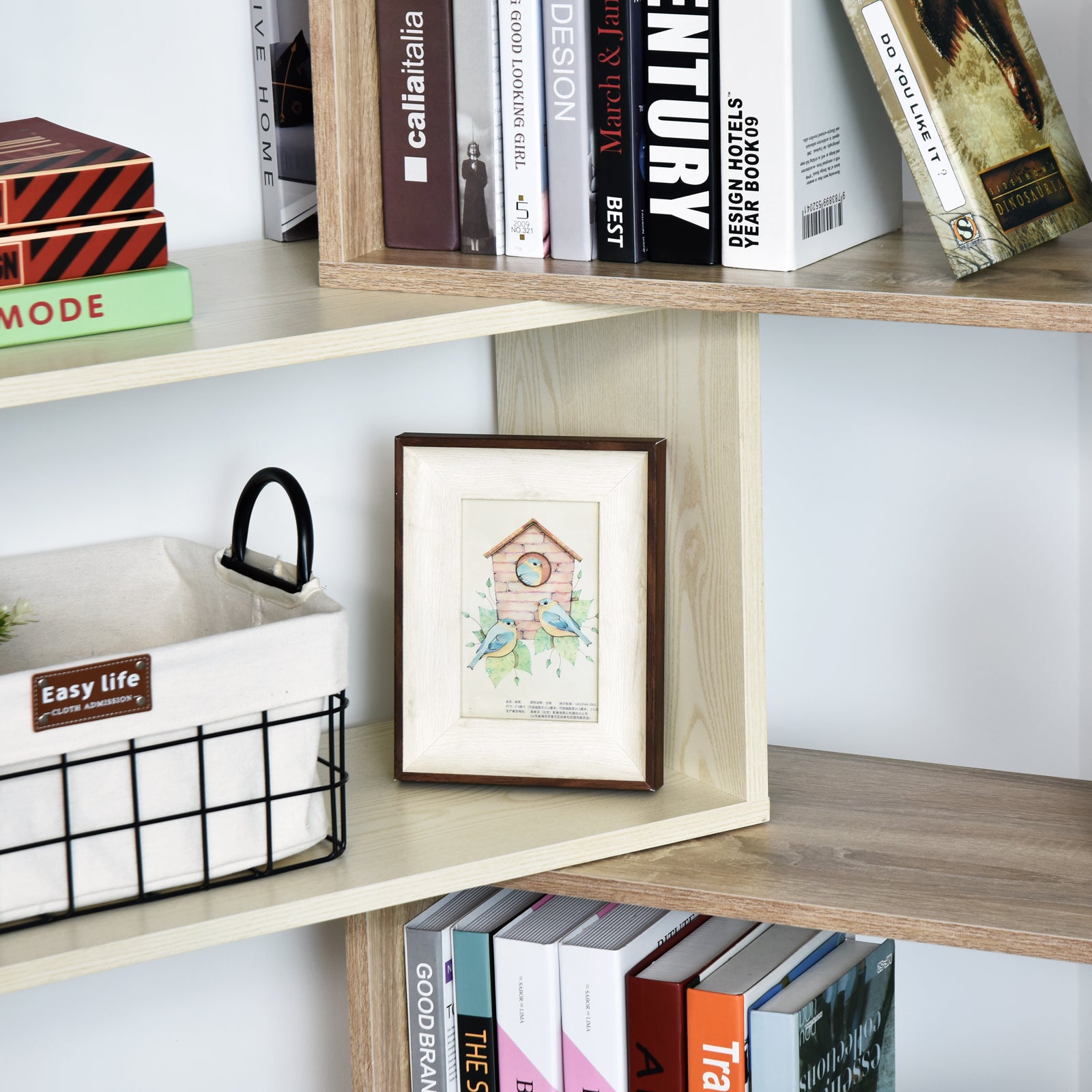 Bookcase with Rotating Storage Shelf, Multifunction Bookshelf, Space Saving Design for Home Office, White Oak Display Bookshelves   at Gallery Canada