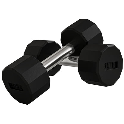 2 x 10lbs Dumbbells Set with Non-Slip Grip, Rubber Covered Weights for Men Women Home Gym Workout Dumbbells & Barbells   at Gallery Canada