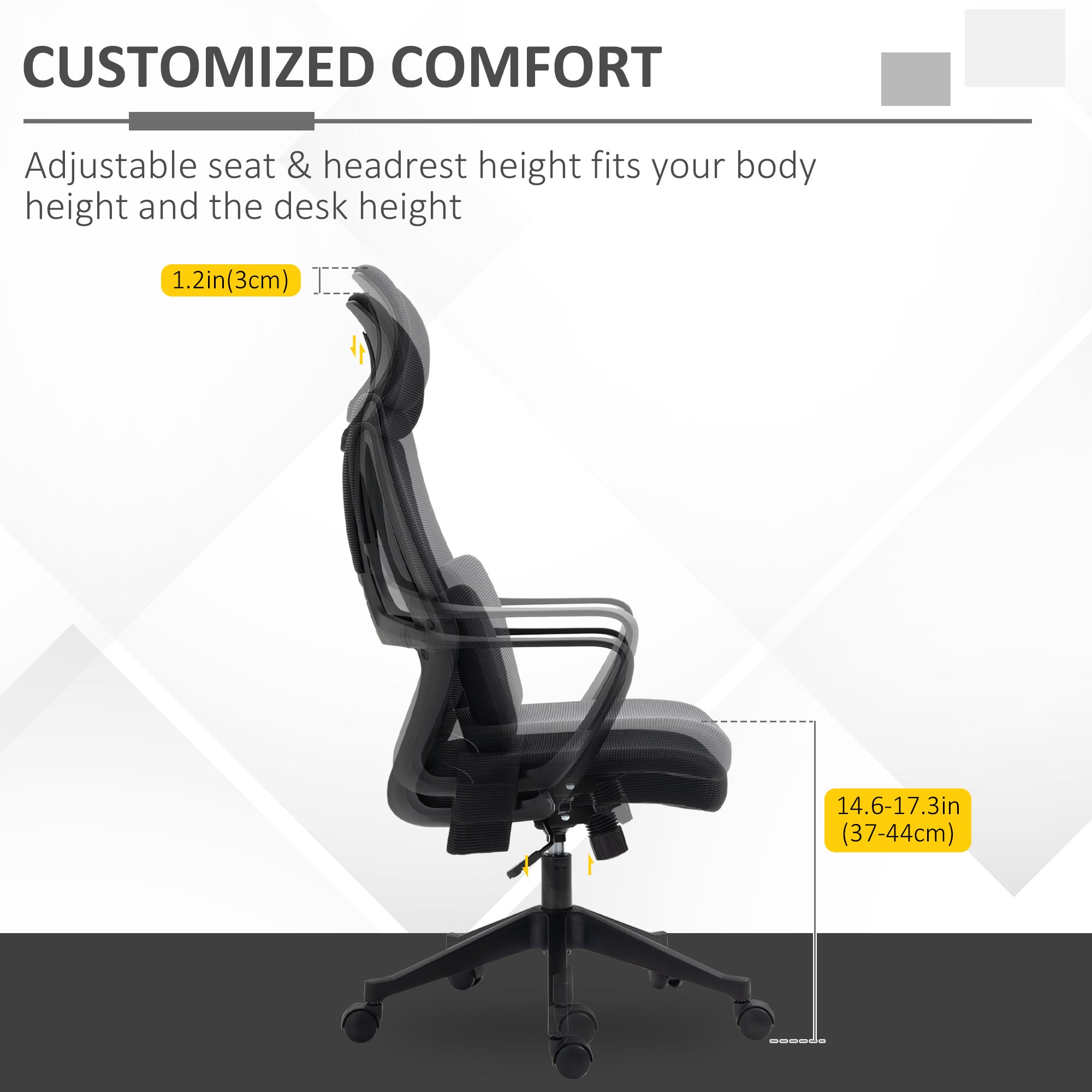 Office Chair High Back, Ergonomic Mesh Computer Chair Executive Task Chair with Massage Lumbar Support &; Headrest Rocking Massage Chairs at Gallery Canada