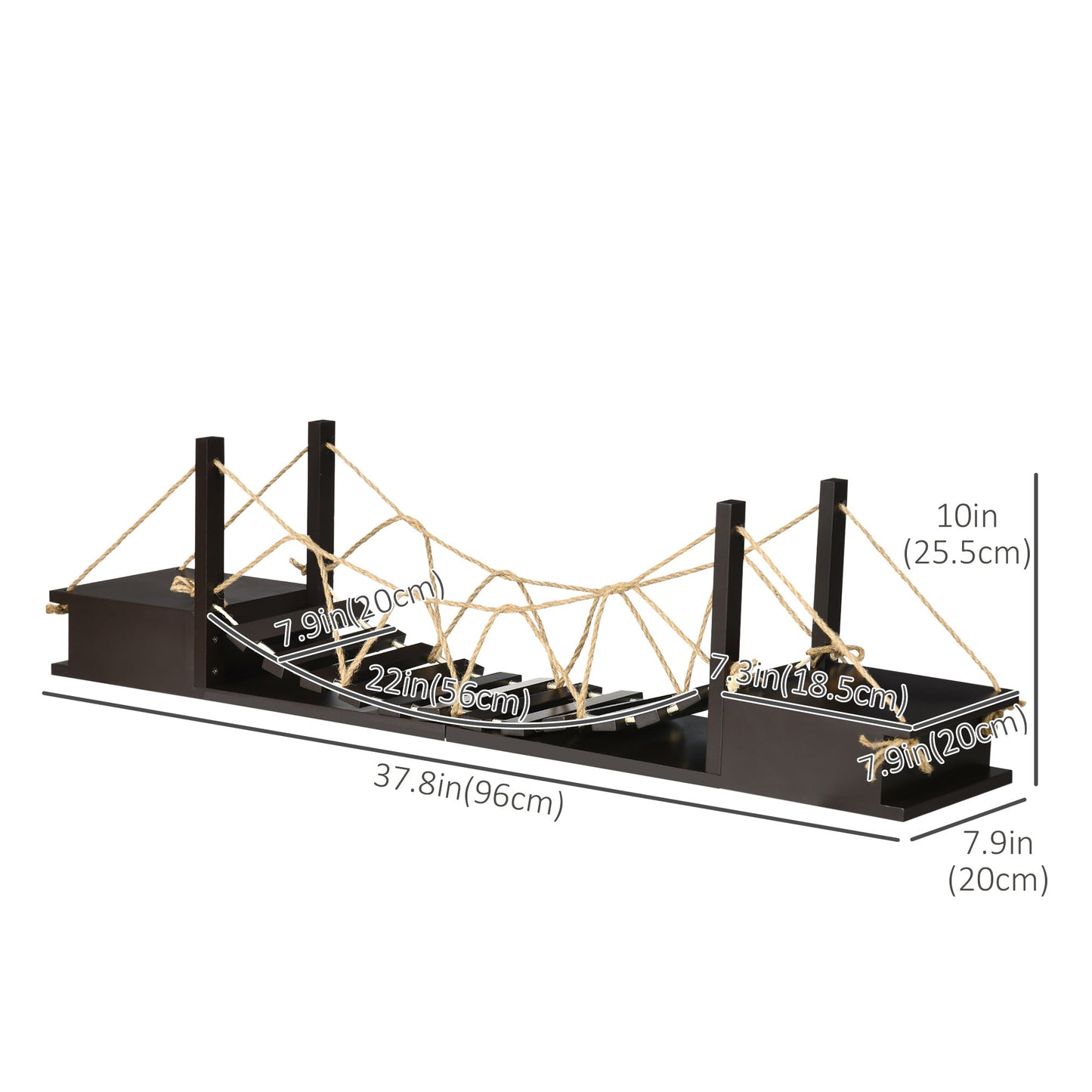 Wall-Mounted Cat Shelf，37.8" Long Bridge-Shaped Cat Wall Furniture Cat Tree, Kitten Activity Center, Coffee - Gallery Canada